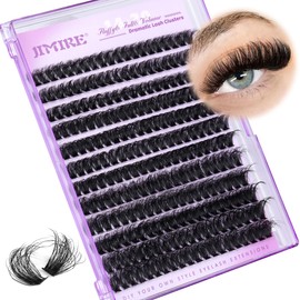 JIMIRE Individual Eyelashes 14-20MM Long Fluffy Cluster Lashes 150D Volume Lashes Individual Cluster Wispy D Curl Lash Clusters 240Pcs Russian Mink Eyelash Clusters