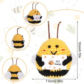 Emotional Crochet Positive Bee Gifts, 3" Funny Positive Bee Mini Crochet Bee with Positive Affirmations Cards for Inspirational Novelty Gifts Mothers Day Birthday Valentines Friend Party Decorations