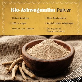 NaturaleBio NaturaleBio - Bio-Ashwagandha-Pulver 1kg - Indisches Ginseng-Pulver fr eine gesunde Ern?hrung - Ashwagandha-Wurzelextrakt - fr Ashwagandha-Tee, Smoothies, Mahlzeiten - bio-zertifiziert und vegan