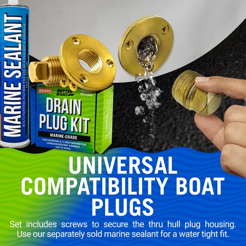 Brass Boat Drain Plug Kit Boat Plug Kit 1/2" for