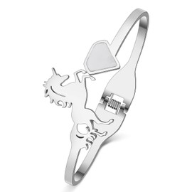 YAYAKO Stainless Steel Unicorn Bracelets 18K Gold Bangle Horse Gifts for Girls Women Charms Running Horse Bracelets, Stainless Steel