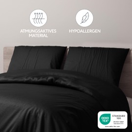 Dreamzie Cushion Cover 60 x 60 cm, Set of 2 - Pillowcases 60 x 60 cm, Black with Soft Microfibre Zip, 60 x 60 cm Pillow Cover