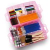BELLE VOUS 3 Tier Pink Transparent Plastic Stackable Storage Box
