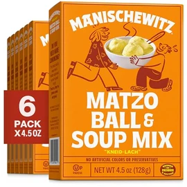 Manischewitz Matzo Ball and Soup Mix, 4.5oz (6 Pack) | Easy Prep | Kosher for Passover | Nothing Artificial | No MSG | Classic Fluffy Texture