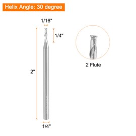 sourcing map Spiral Router Bit 1/16" Cut Dia 2 Flutes Up Cut End Mill Bits Milling Cutter for Wood Carving Engraving (1/8" Shank 1/4" Cut Length 2" Long 30 Degree Helix HRC44-46)
