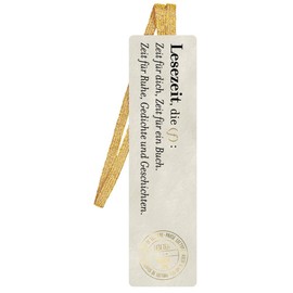 Bookmark with Ribbon Reading Time | Dimensions of Each Bookmark: 18 x 5.5 cm | Motif: Golden Letters