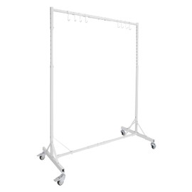 Kojem Automotive Painting Rack 5ft-7ft Height Auto Body Stand for Hoods Doors, Painting Drying Rack w/ 8 Hooks 4 Swiveling Wheels White