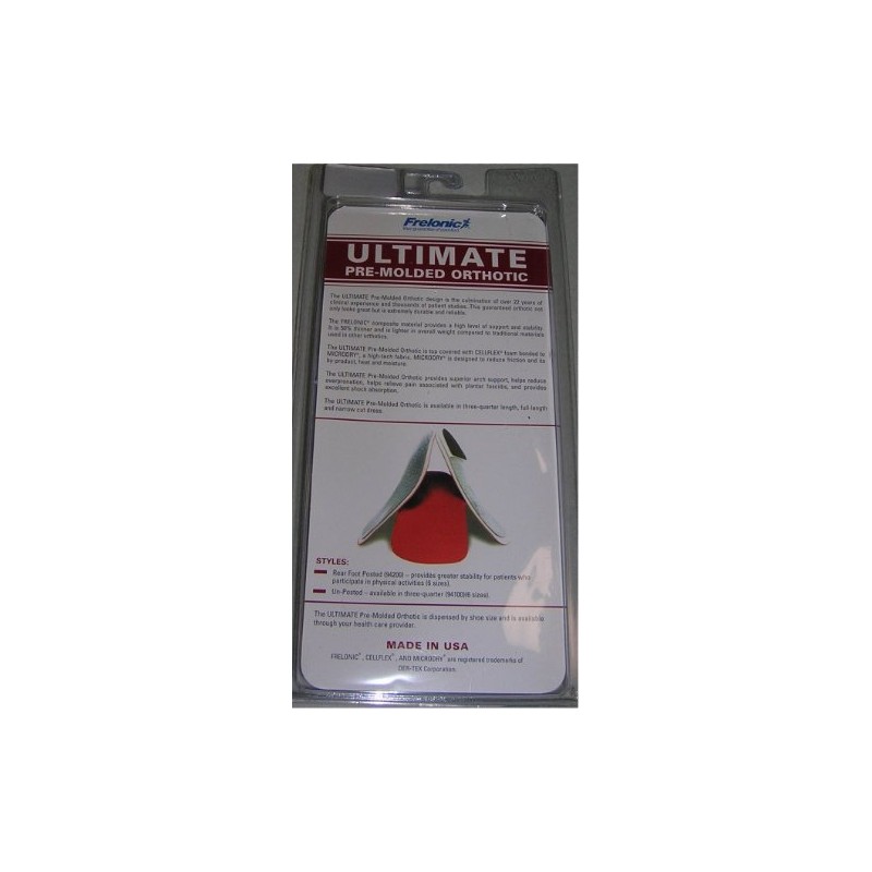 Frelonic Ultimate Rear Posted Orthotic 3/4 Length W 9-10.5 M