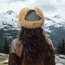 Clakllie Winter Warm Aviator Hat Faux Fur Hat Trapper Hat Bomber Hat with Ear Warmers Winter Hat Ushanka Russian Hat with Ear Flaps, Unisex Aviator Hat Pilot Hat Ear Muffs, CDGE-PL2406-Beige