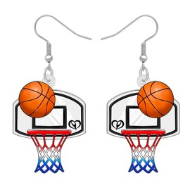BONSNY Novelty Floral Acrylic Dangle Physical Culture Sports Basketball Earrings for Women Girls Jewellry Gifts Funny Sensitive Ears Hypoallergenic Charms (Basketball)