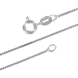 Designer Inspirations Boutique 20" Inch Sterling Silver 1 mm Wide Box Link/Square Link Chain Necklace for Women Men Girls Unisex - Trace/Fine Silver Chain - Weight: 2.9 Grams. SVN100