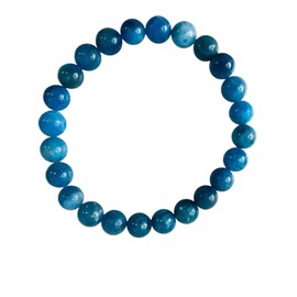 kristalglobe Natural Crystal Bracelets for Women and Men 8mm, Apatite Gemstone Beaded Bracelets, Round Gemstones Stretch Bracelet, Yoga Bracelets Jewelry, Blue Healing Bracelet