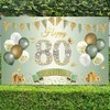 80th Birthday Banner Women Men Decoration Green Gold 80 Background