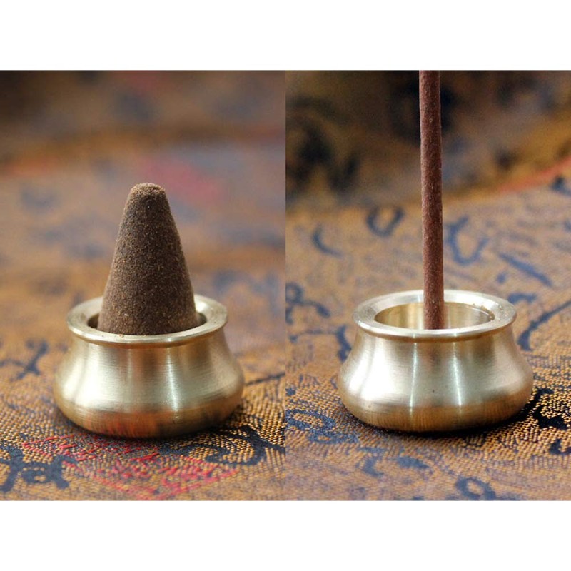 Acxico 3Pcs Mini Dual-Purpose Copper Incense Cone Stick Burner Plate