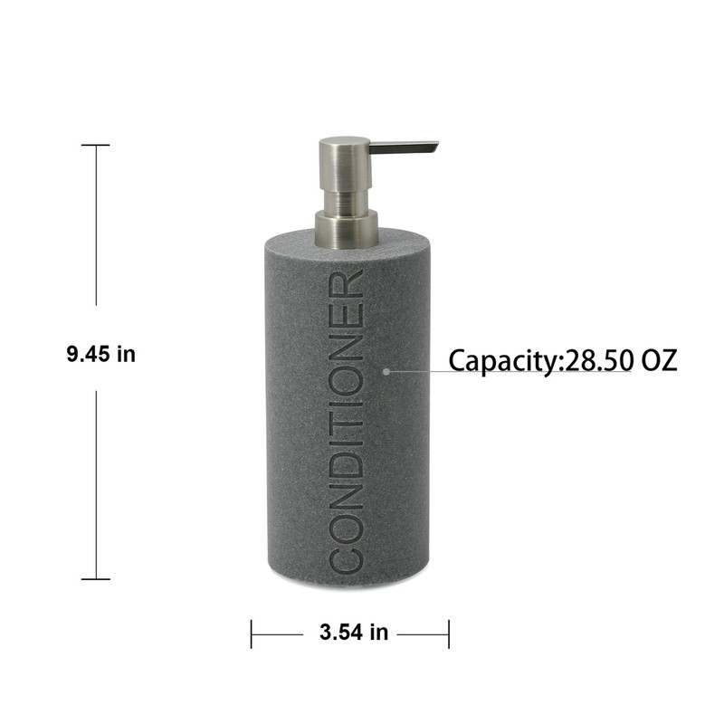 Indecor Home Resin Neutral Gray Sandstone Conditioner Engraved Bottle Refillable
