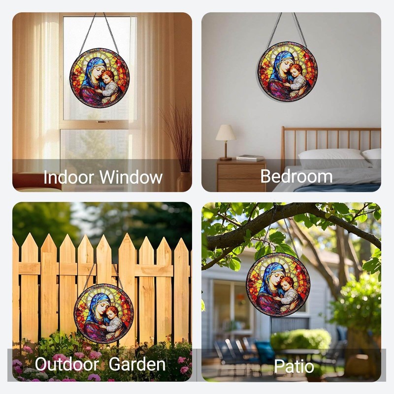 The Virgin Mary and Jesus Stained Glass suncatcher