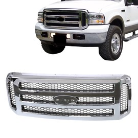 Perfit Liner Front Grille Grill Chrome Frame With Grat Honey Comb Insert Compatible With 2005-2007 FORD F250 F350 F450 F550 5C3Z8200BAA FO1200456