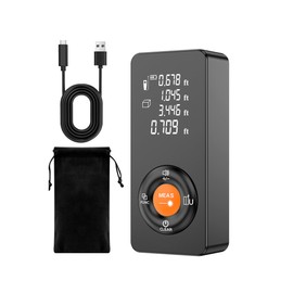 Xbanma 196ft Rechargeable Laser Measuring Tool, IP54 Waterproof, ±2mm(±1/16 inch) Accuracy, Laser Distance Measure with Pythagorean Mode, Measuring Distance, Area, Volume