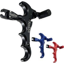 FymzeuQ 4 Finger Clamping Aids Bow Release for Compound Bow, Black 360° Rotating Jaws Thumb Trigger Archery Accessories