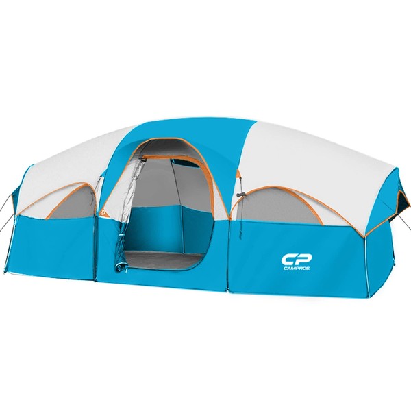 CAMPROS Tent-8-Person-Camping-Tents, Waterproof Windproof Family Tent, 5 Large Mesh Windows,