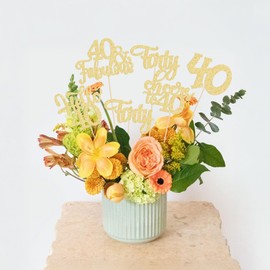 Gyufise 15Pcs 40th Birthday Centerpiece Sticks Forty Happy 40th Table Flower Centerpieces Sticks Cheers to 40 Floral Decorations for 40th Birthday Party Centerpieces Supplies Gold