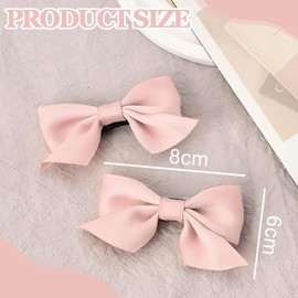 1 Pair Bow Hair Clips, Christmas Hair Accessories, Hair Clip Hair Bows Girls, Non-Slip Crocodile Hair Clips, Red Bow Hair for Christmas, Wedding, Birthday (Pink)