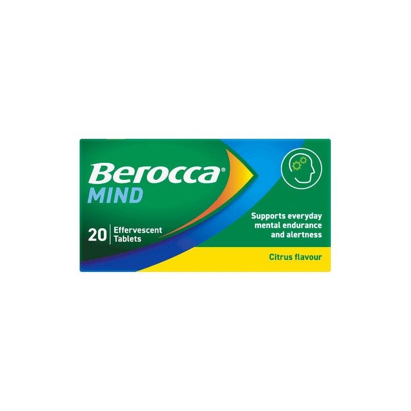 Berocca Mind Citrus Effervescent Tablets, Vitamin B & C, Magnesium,