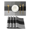 Leetaltree Grey with White Striped Placemats Set of 4 -