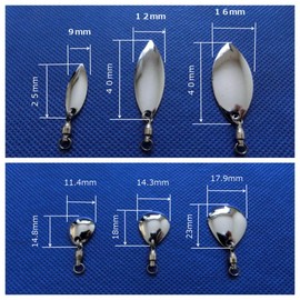 Luana® Fishing Lures Blades Colorado & Willow Leaf Metallic Color/Sea Bass Torpedo Black Bass Catfish Metal Jig Vibe Frog Spinner Hard Soft Tuning Parts Set (Silver, S-24)