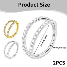 2 Stück Nasenpiercing Nasenring,Piercing Ring,Nasenring Gold & Silber,Nostril Piercing,Nasenrings Piercings Conch,Chirurgenstahl Helix Piercings,Bauchnabelpiercing Ring,Stainless Steel Daith Earring