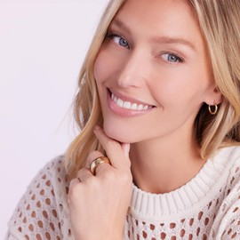 JTV 18k Yellow Gold Over Bronze Ring - Gold Band for Men and Women - Gold Wedding Band - 18k Gold - Chunky Gold Band - Gold Band Ring for Women - Classic Gold Ring for Women - Gold Rings for Men