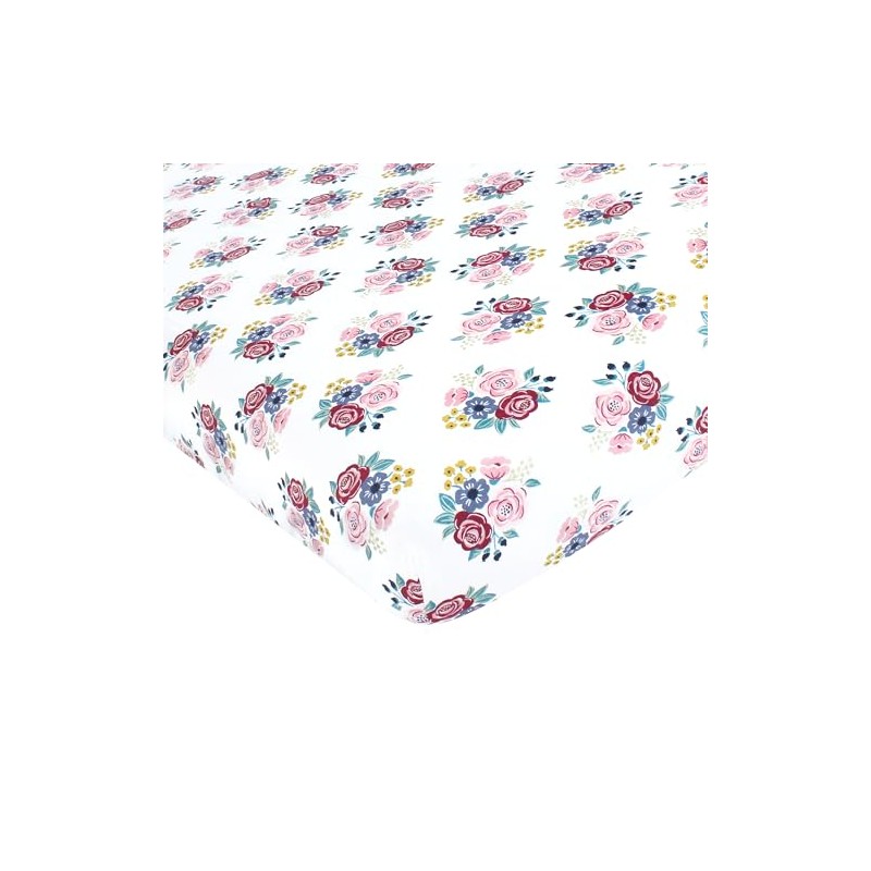 Hudson Baby Unisex Baby Cotton Fitted Crib Sheet, Blush Navy