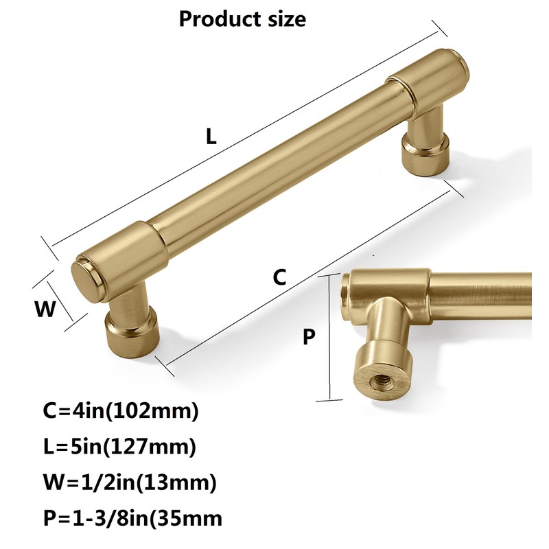 CABDM 10 Pack 4"(102mm) Champagne Bronze Cabinet Pulls Gold Drawer