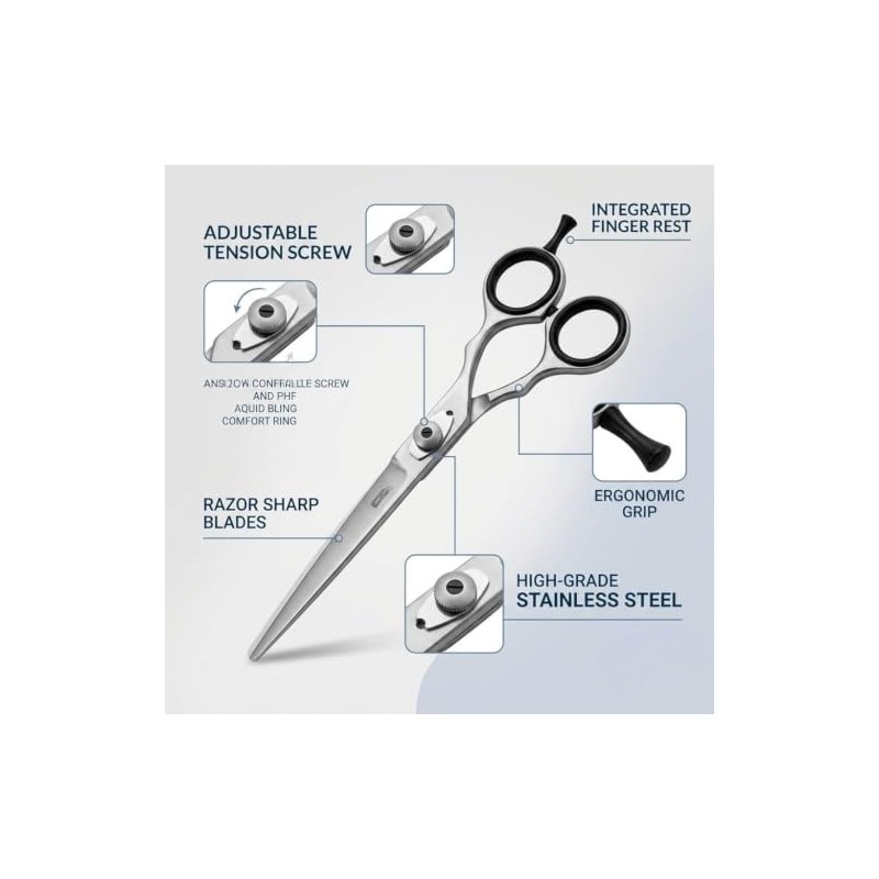 Professional Hair Cutting Scissors, Japanese Stainless Steel, 6.5 inch