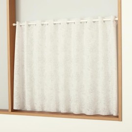 Cafe Curtain, Invisible from Outside, Bathroom, Image Shield, Blindfold, 2643 Tree Nuts, White, Width 55.1 x Length 35.4 inches (140 x 90 cm), Pack of 1
