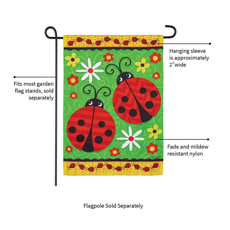 Evergreen Flag Ladybug Pair Garden Suede Flag Garden Flag 12x18