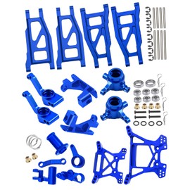Rcarmumb Upgrades Part for 1/10 Rustler 4x4 BL-2S（#67164-4）,Alloy Front Rear Suspension Arm,Steering Blocks,Caster Block,Rear Stub Axle Carriers,Steering Block,Shock Tower Set,Navy Blue