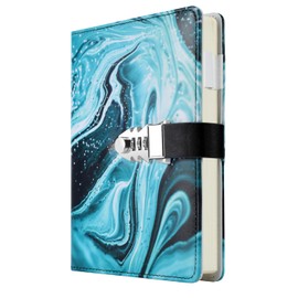ARRLSDB A5 Creative Password Lock Diary, PU Leather Journal with Combination Lock Password Notebook Locking Personal Diary (Style 6)