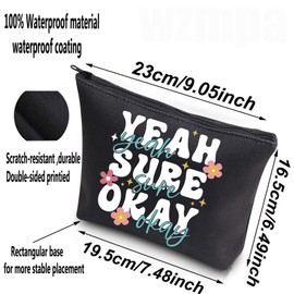WZMPA Singer - Bolsa de cosméticos inspirada en el álbum de cantantes y fanáticos, regalo Yeah Sure Okay, bolsa de maquillaje con cierre, bolsa de música, Yeah Sure Okay-BL, Bolsa de cosméticos