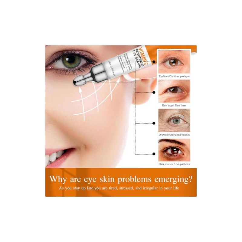 Crema Para Ojos con Vitamina C, Antiarrugas y Antienvejecimiento