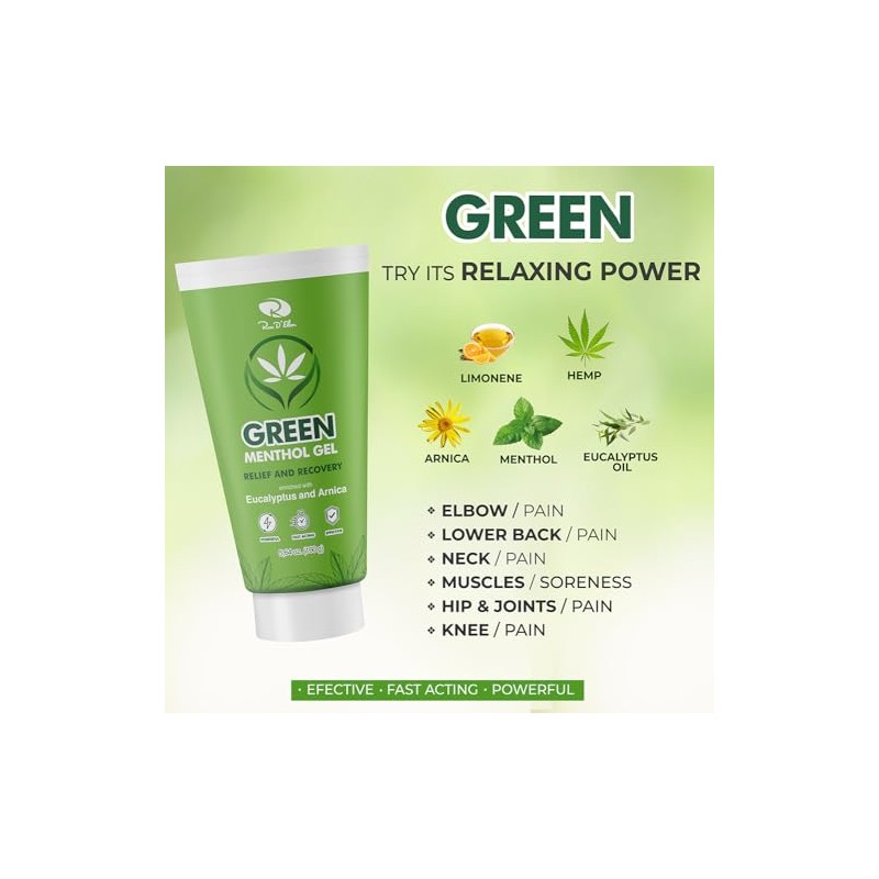 Ross D’Elen Green Menthol Gel XL Tube with Massager