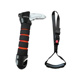 BDZMC 3 in 1 Car Handle Assist for Elderly, Car Door Handle with Window Breaker Seatbelt Cutter, Portable Auto Cane Car Door Latch Support Handle for Seniors and Handicapped (Red+Strap, 1PC)