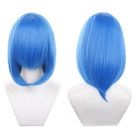 Aadesso Royal Blue with bangs 40cm/1.31' Shoulder-length Anime Cosplay Wig Heat resistant Straight Synthetic Hair Wig
