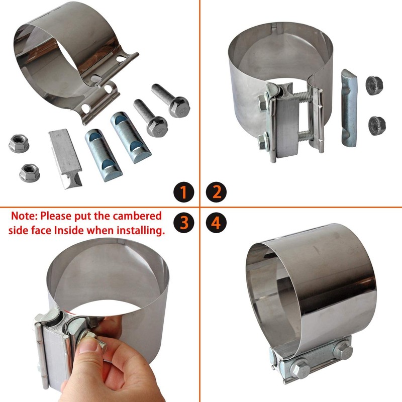 Exhaust Band Clamps 4 Inch Butt Joint Exhaust Pipe Muffler