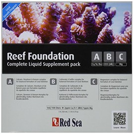 Red Sea Reef Foundation Supplement Pack (Ca, Alk, Mg) 250ml - Complete 3-Part Kit for Balanced Coral Growth in Marine & Reef Aquariums