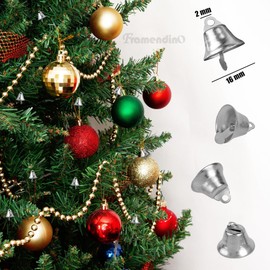 Framendino, 200 Pack Silver Mini Jingle Bells Vintage Craft Decorative Bells 16mm Small Liberty Bell Xmas Tree Ornaments for DIY Craft Wind Chimes Wedding Party Decor