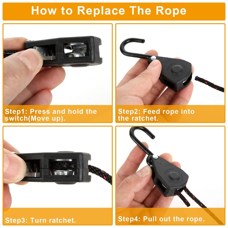CYEAH 8 PCS Rope tie Downs 1/8 Inch 6ft Kayak