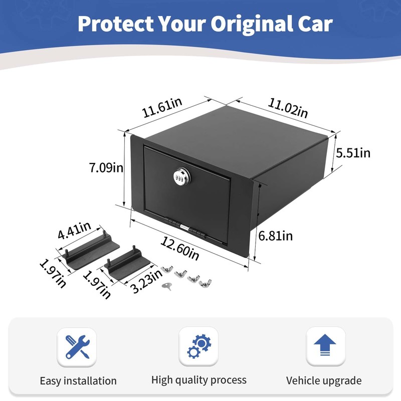 JOSHELA for Jeep JLU Under Rear Seat Safe Box with
