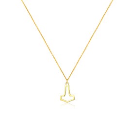 Bigbabybig Thor's Hammer Pendant for Women Viking Necklace Chain and 14K Rose Gold Yellow Gold Finish Nordic Pagan Best Friend Simple Danity Faith Chocker Small 16-18inch gold