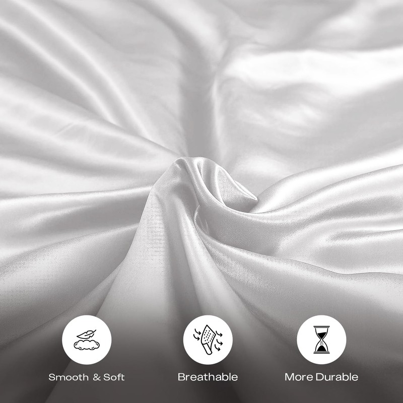 Moonlight Bedding White Pillowcases 2 Pack- Luxury Satin Silk Pillowcases